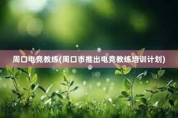 周口电竞教练(周口市推出电竞教练培训计划)