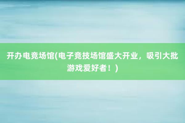 开办电竞场馆(电子竞技场馆盛大开业，吸引大批游戏爱好者！)