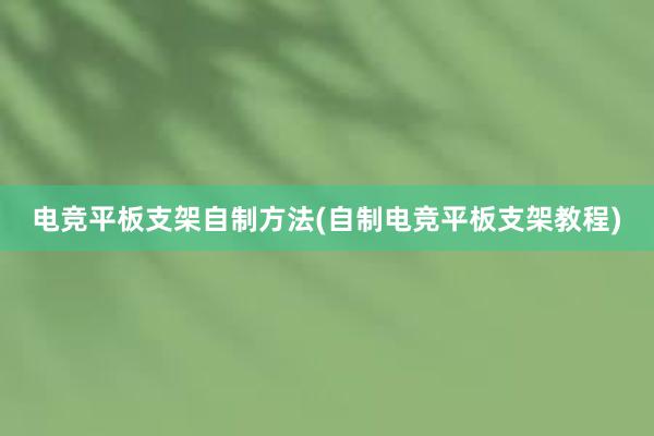 电竞平板支架自制方法(自制电竞平板支架教程)