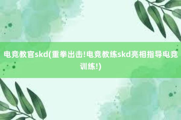 电竞教官skd(重拳出击!电竞教练skd亮相指导电竞训练!)