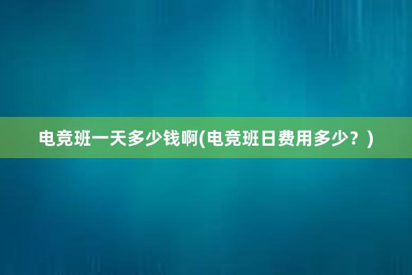 电竞班一天多少钱啊(电竞班日费用多少？)