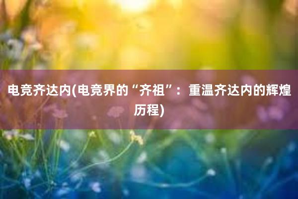 电竞齐达内(电竞界的“齐祖”：重温齐达内的辉煌历程)