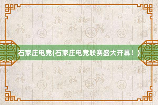 石家庄电竞(石家庄电竞联赛盛大开幕！)