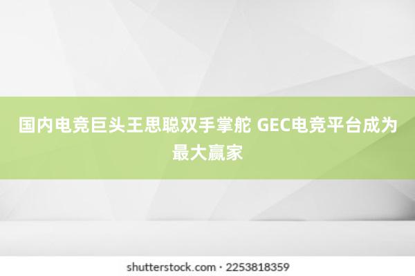 国内电竞巨头王思聪双手掌舵 GEC电竞平台成为最大赢家