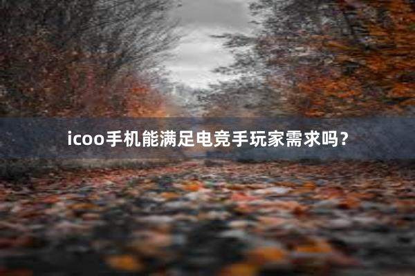 icoo手机能满足电竞手玩家需求吗？