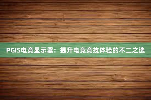 PGIS电竞显示器：提升电竞竞技体验的不二之选