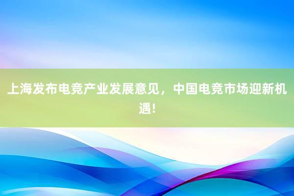 上海发布电竞产业发展意见，中国电竞市场迎新机遇!