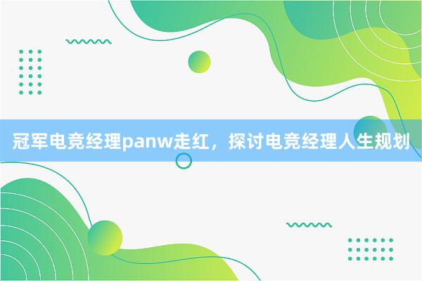 冠军电竞经理panw走红，探讨电竞经理人生规划