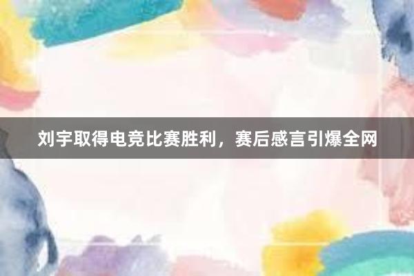 刘宇取得电竞比赛胜利，赛后感言引爆全网