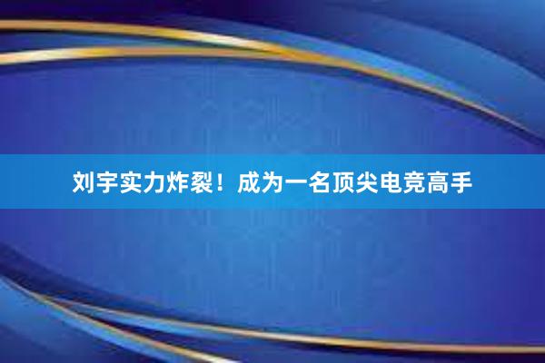 刘宇实力炸裂！成为一名顶尖电竞高手