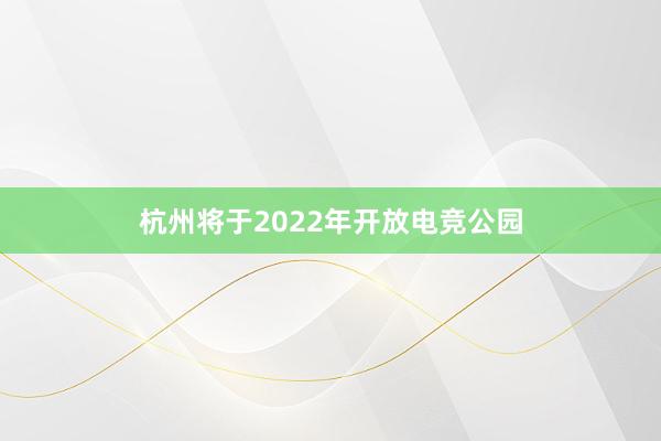 杭州将于2022年开放电竞公园