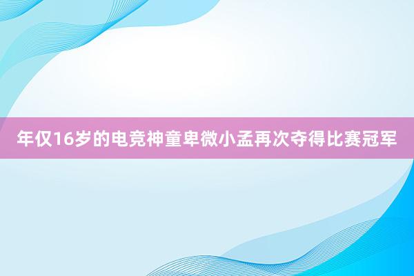 年仅16岁的电竞神童卑微小孟再次夺得比赛冠军