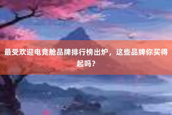 最受欢迎电竞舱品牌排行榜出炉，这些品牌你买得起吗？