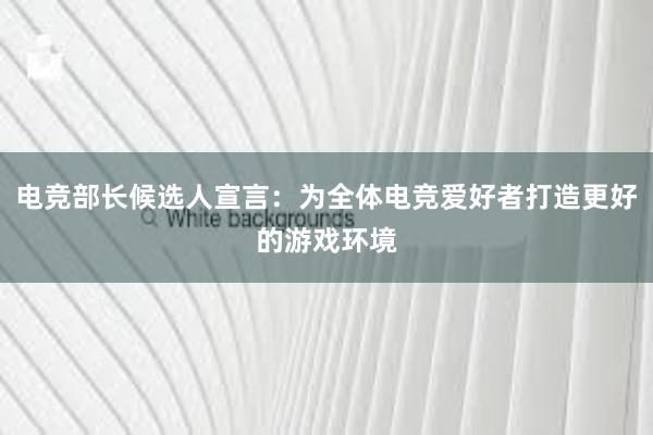 电竞部长候选人宣言：为全体电竞爱好者打造更好的游戏环境